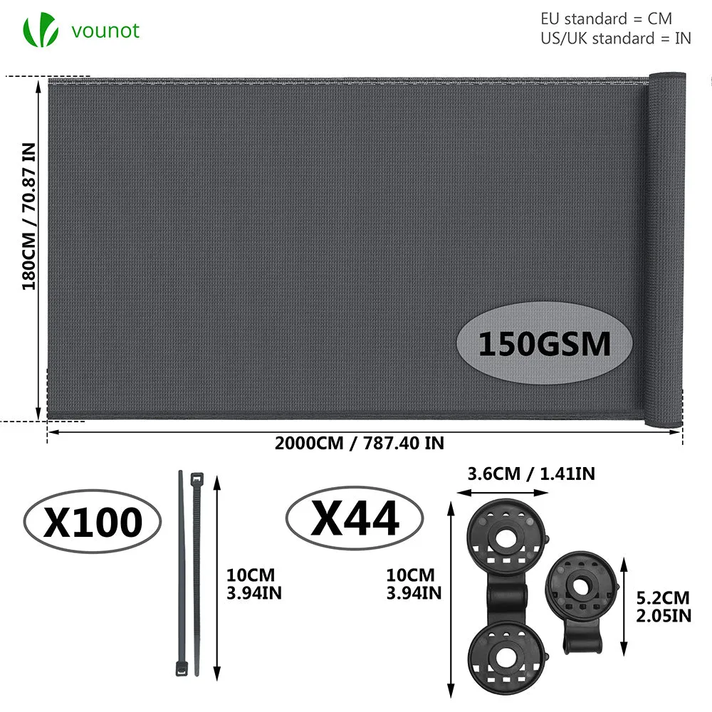 Vounot telo frangivista 1,8x20 m antracite occultante 85%
