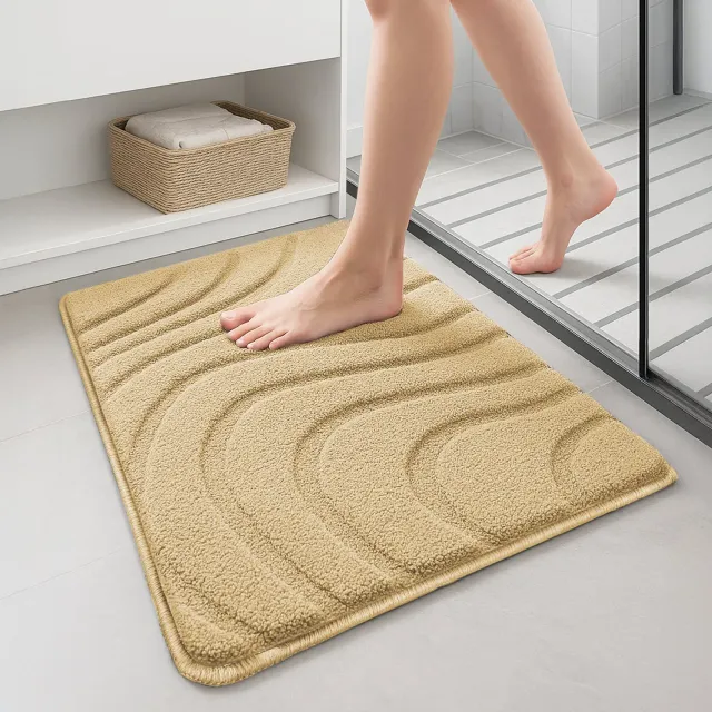 Vounot Set 2 tappeti bagno antiscivolo beige 40x60 cm