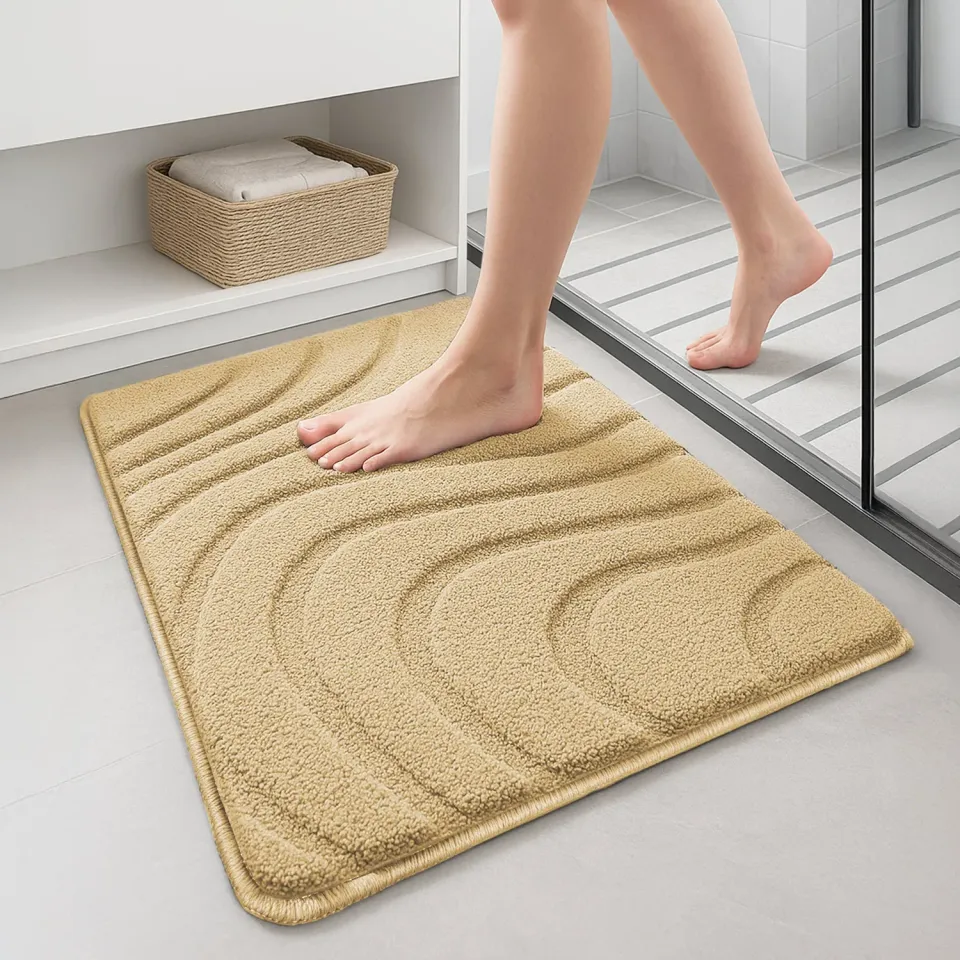 Vounot tappeti bagno 60x90 beige microfibra 2 pezzi