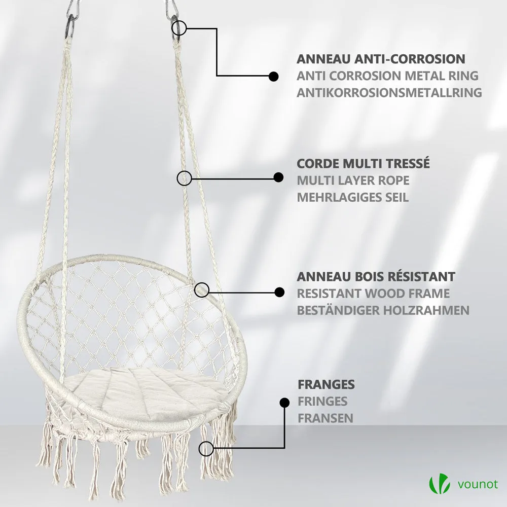 Vounot Poltrona Sospesa con Cuscino Rotondo Beige