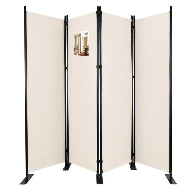 VOUNOT Paravento Interno 4 Pannelli 228cm Beige Pieghevole