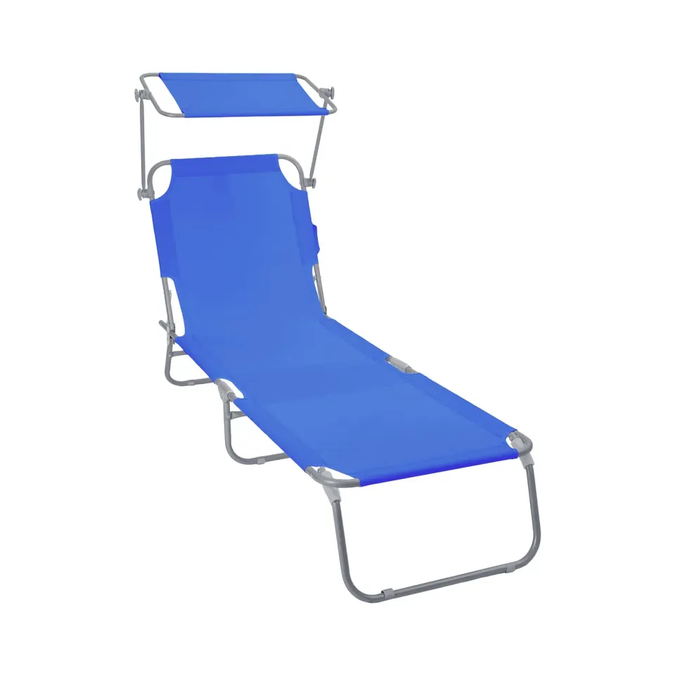Vounot lettino prendisole pieghevole blu con parasole