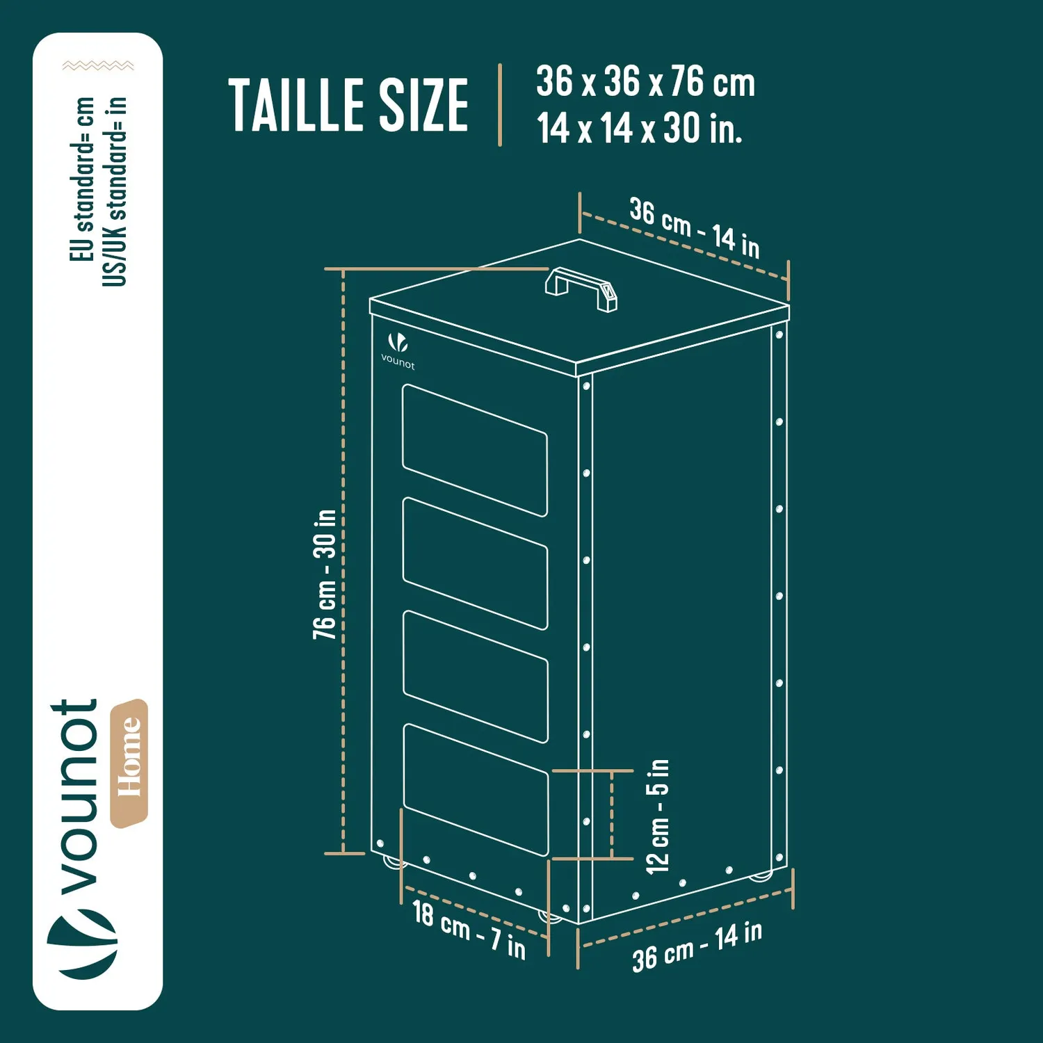 VOUNOT porta pellet 45 kg 36x36x76 cm nero con ruote