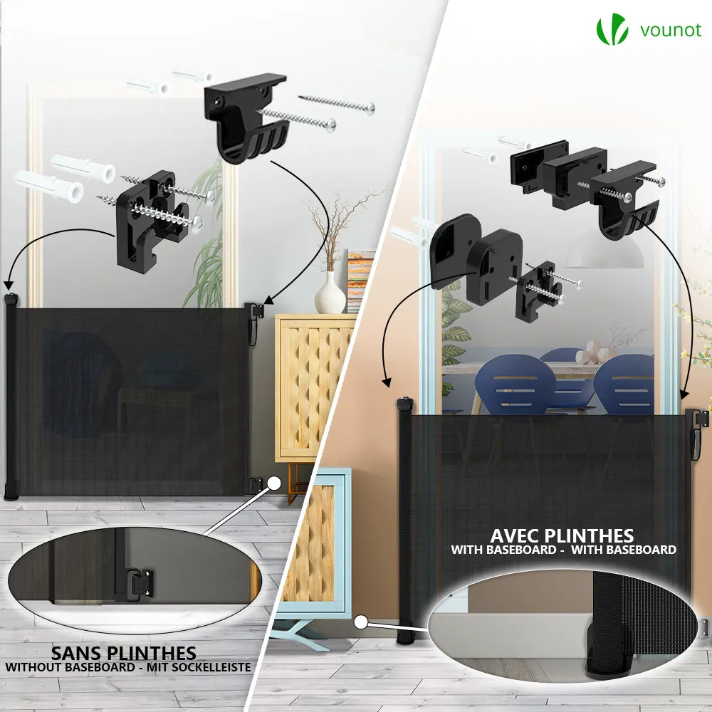 VOUNOT Barriera Retrattile 180cm Cancello Sicurezza Nero Bambini