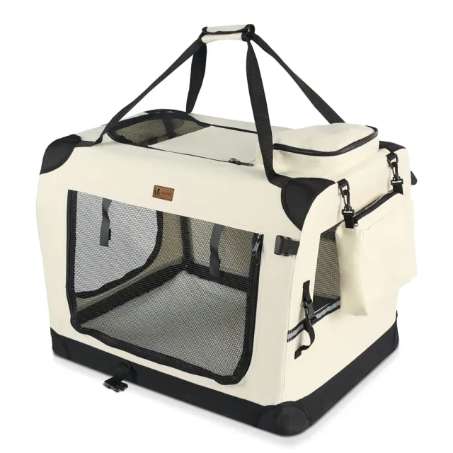 VOUNOT Borsa Trasporto Cane Gatto Beige 70x52x52 cm Pieghevole