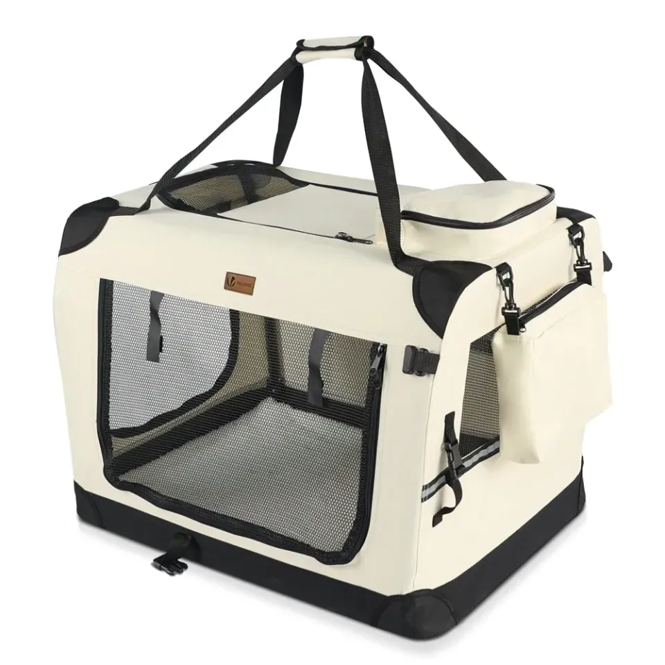 VOUNOT Borsa Trasporto Cane Gatto Beige 70x52x52 cm Pieghevole