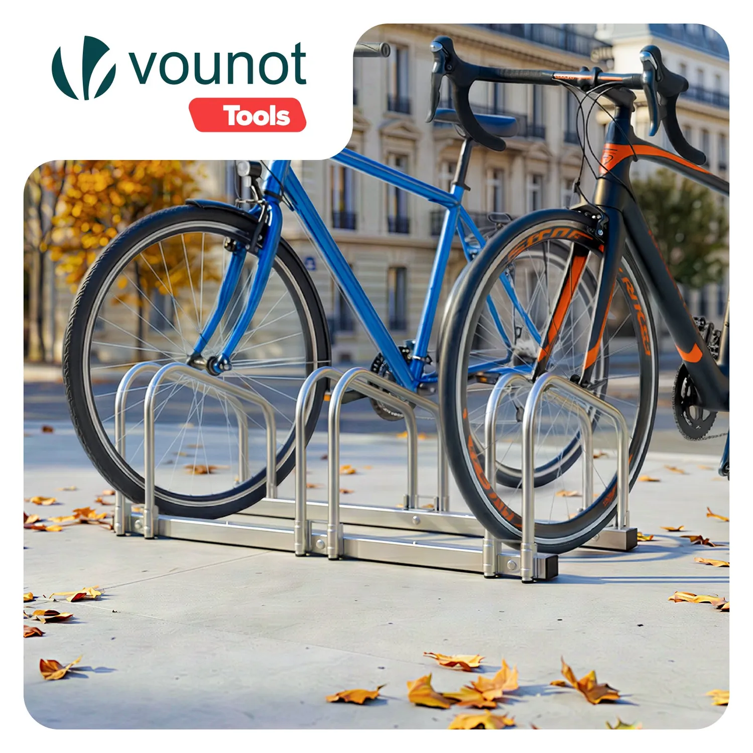 VOUNOT Portabici Acciaio Muro Pavimento 3 Bici 70cm