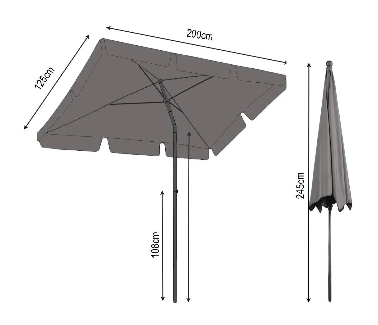 QUICK STAR Ombrellone Balcone Sabbia 2x1,25 m con Custodia
