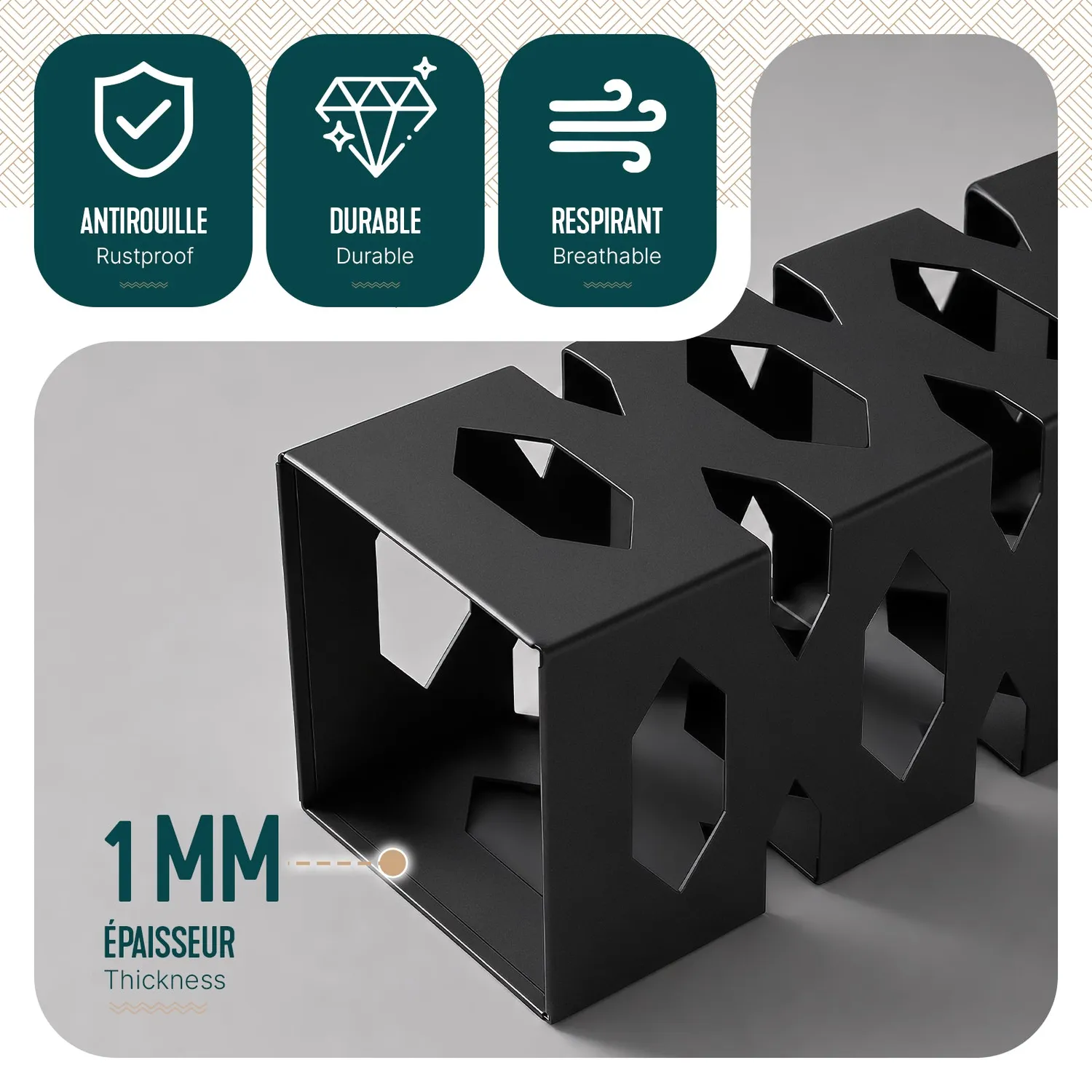 VOUNOT portaombrelli metallo esagonale 15,5cm nero con vaschetta