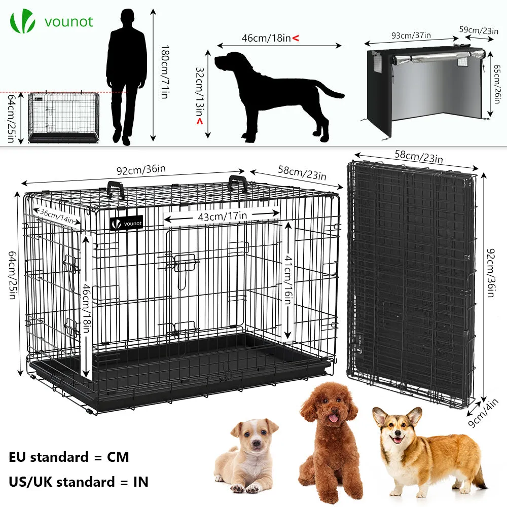 VOUNOT Gabbia per cani pieghevole 92x58x64 cm con telo