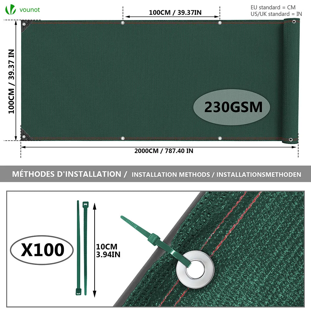 VOUNOT Frangivista 1x20m Verde HDPE 230g con Fascette