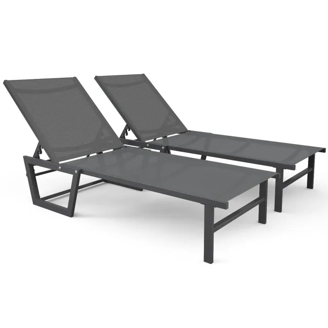 VOUNOT lettino prendisole textilene grigio 190x62x31 cm 2 pezzi