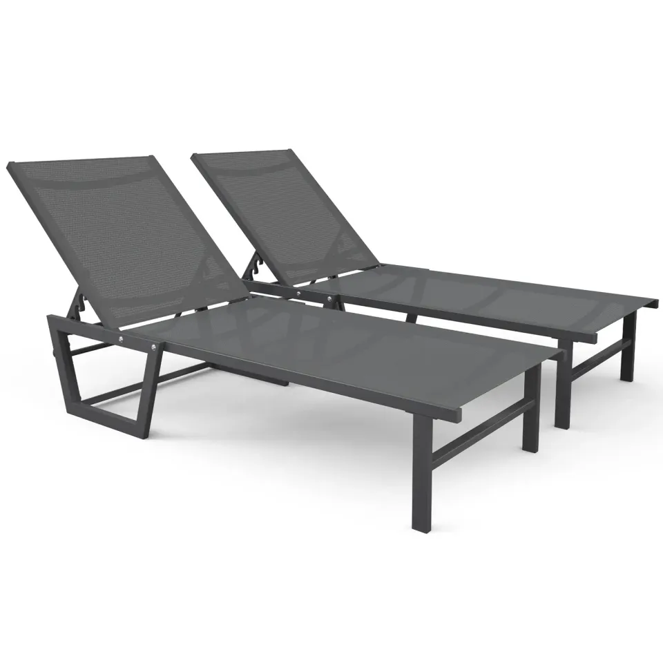 VOUNOT lettino prendisole textilene grigio 190x62x31 cm 2 pezzi