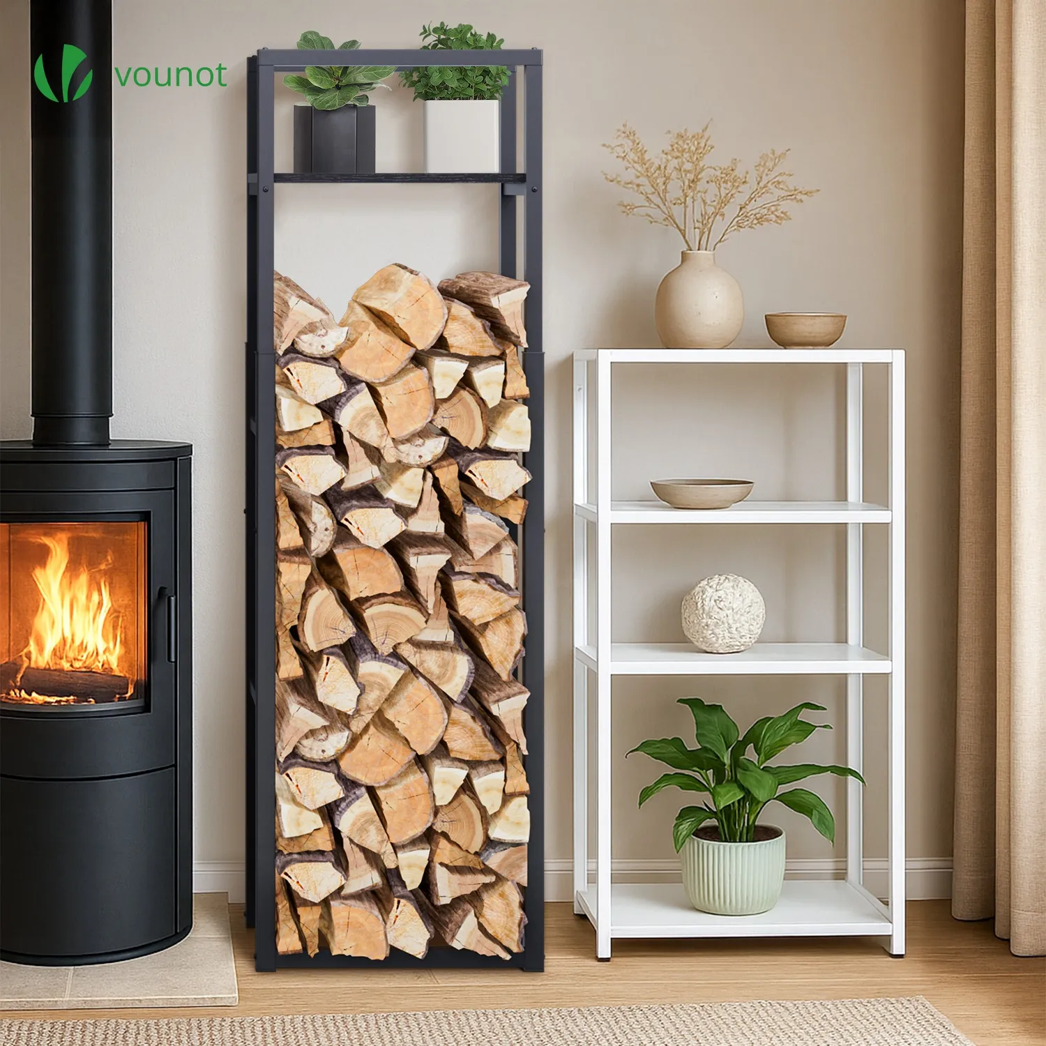VOUNOT Portalegna Verticale Telescopico Nero 45x32x170cm Acciaio