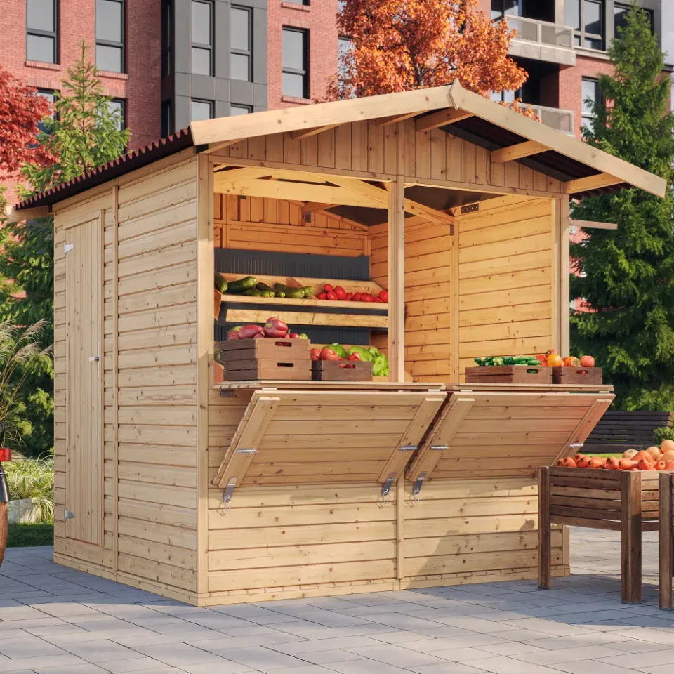 Timbela M149 chiosco in legno 4 m2 due sportelli mercato
