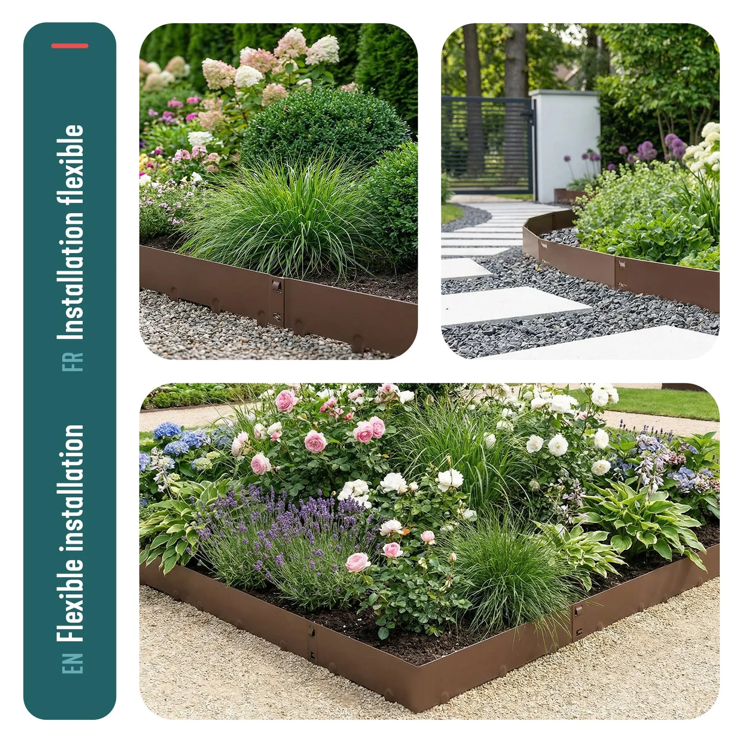 Vounot Bordura Giardino Acciaio Marrone 106x18 cm 5 Pezzi