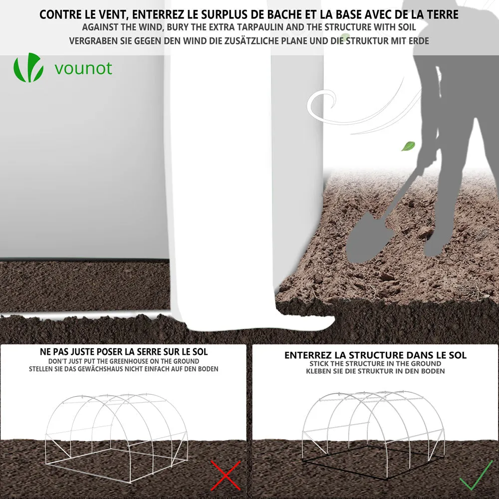 VOUNOT Serra da Giardino Tunnel 9 m² 3x3x2 m Anti-UV