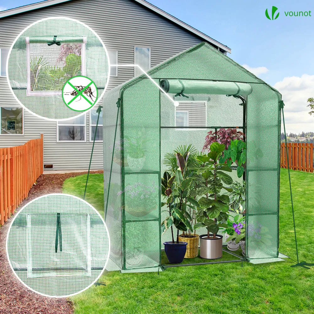 VOUNOT Serra giardino 143x73x195 verde con ripiani