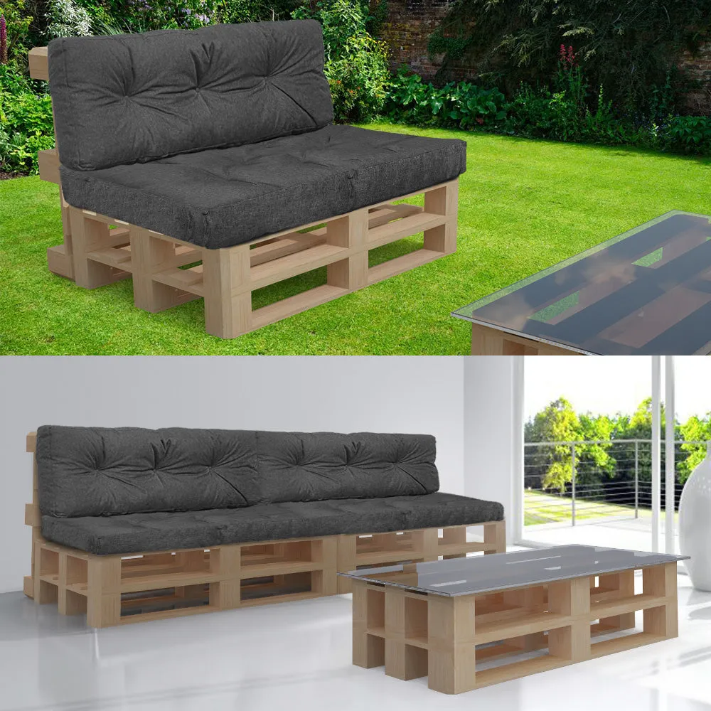 VOUNOT Cuscini pallet 120x80 set 2 pezzi grigi impermeabili