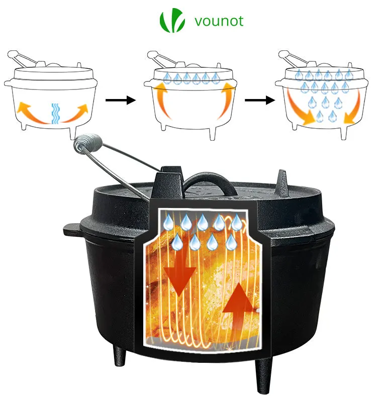 VOUNOT Cocotte Ghisa Dutch Oven 9 L Fuoco e Forno