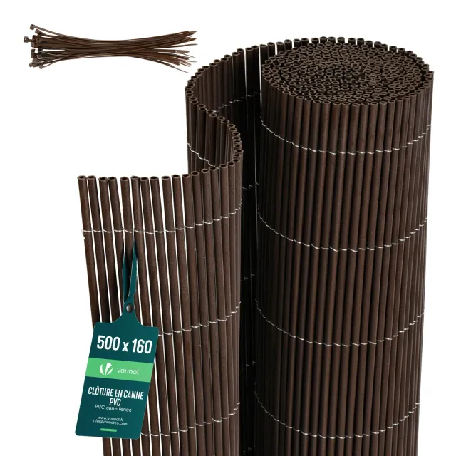 VOUNOT Canniccio PVC 160x500cm Marrone Effetto Vimini