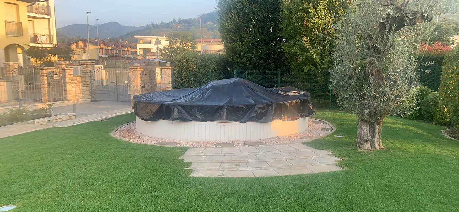 Quick Star telo piscina rotonda 420 cm nero 200 g/mq invernale