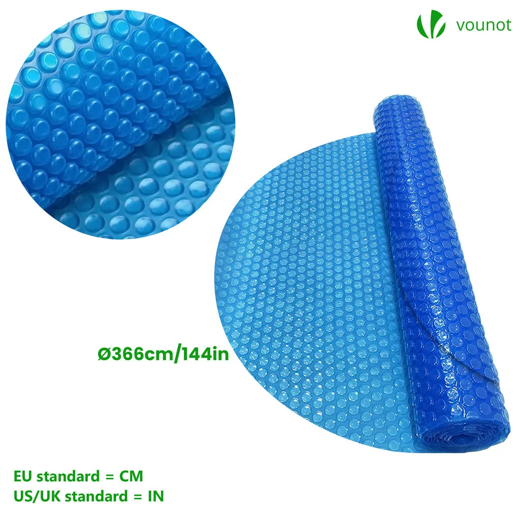 VOUNOT Telo Termico Piscina Tondo Ø366cm Blu 120 Micron