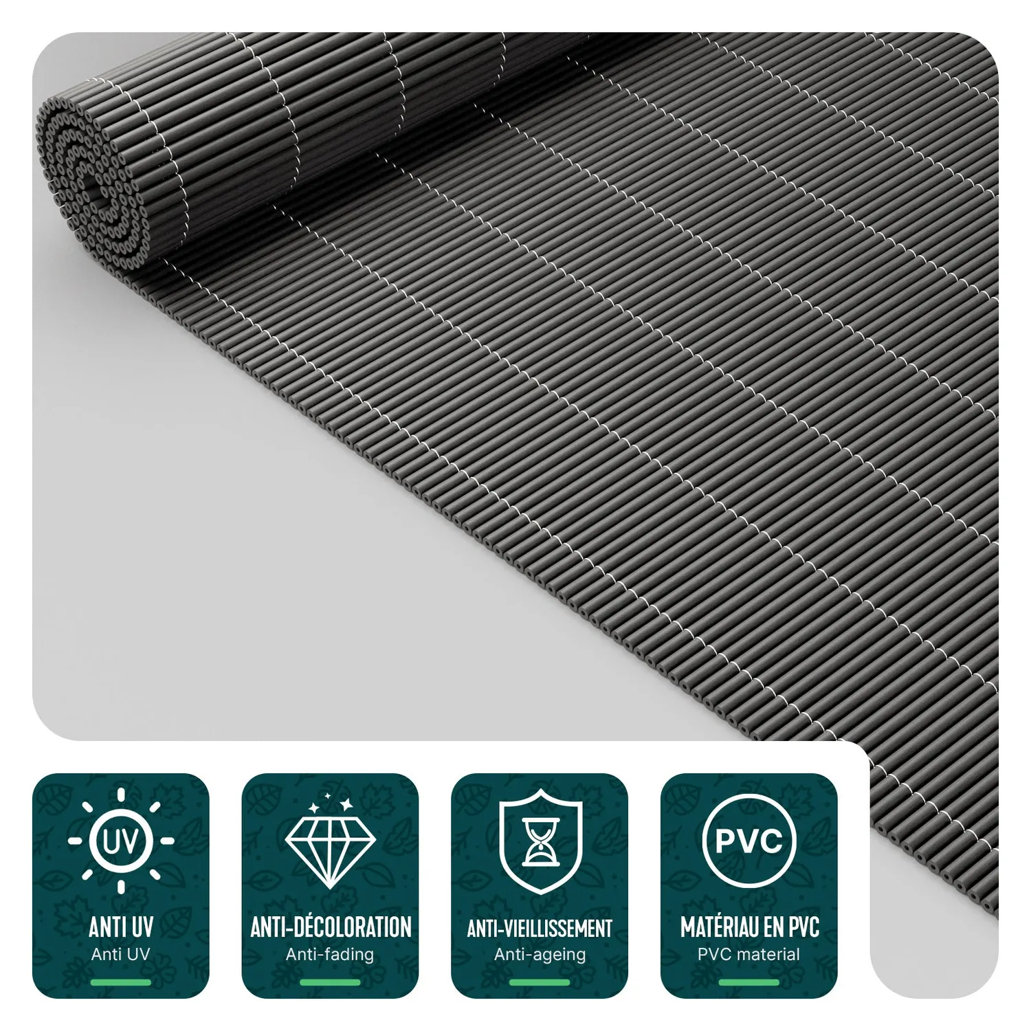 Vounot canniccio PVC 160x500 cm antracite effetto vimini