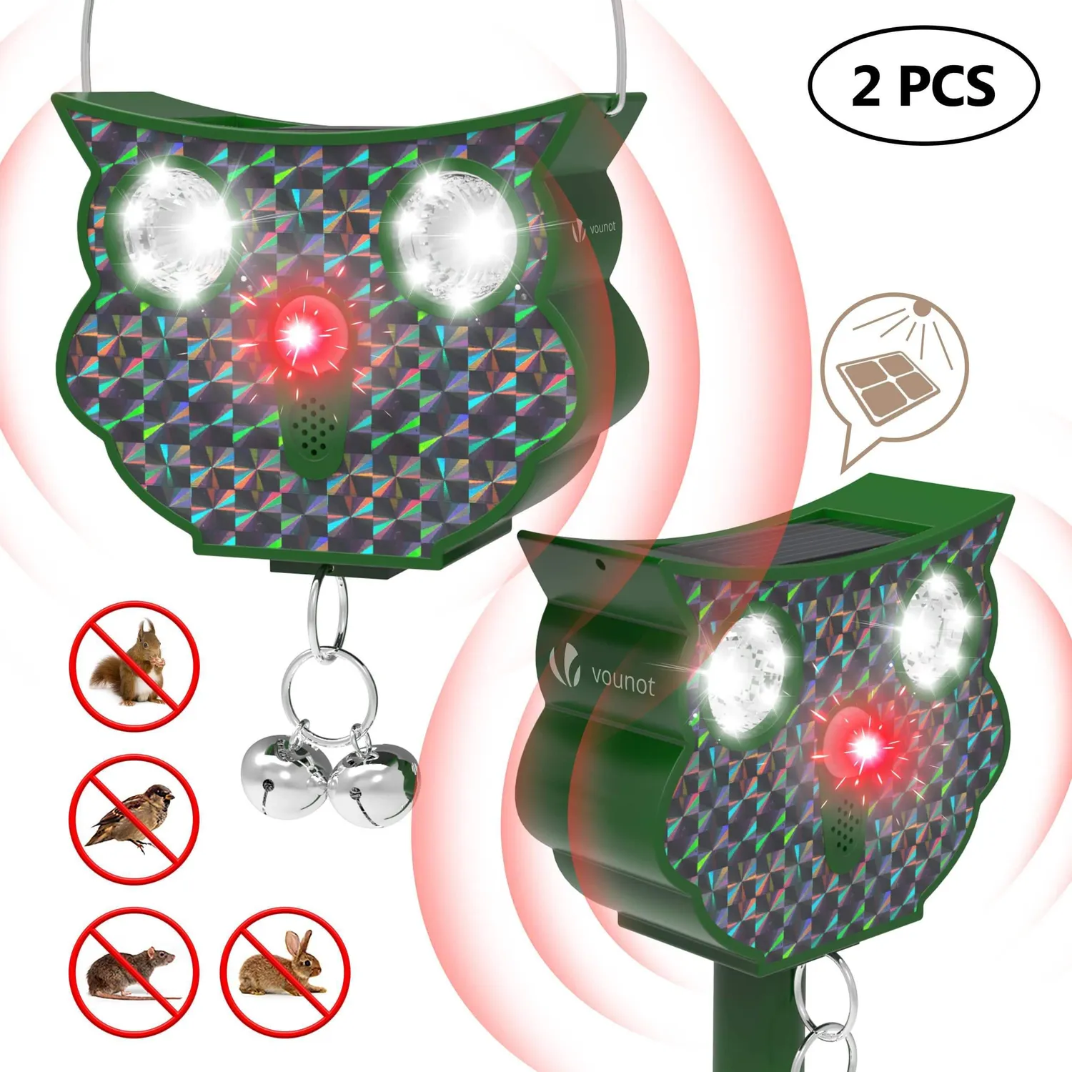 VOUNOT repellente ultrasuoni animali con sensore set 2 pezzi