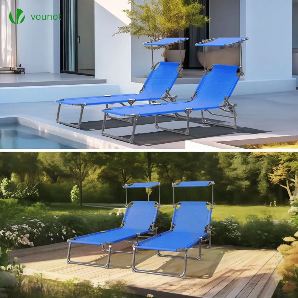 VOUNOT sdraio prendisole textilene blu set 2 pezzi