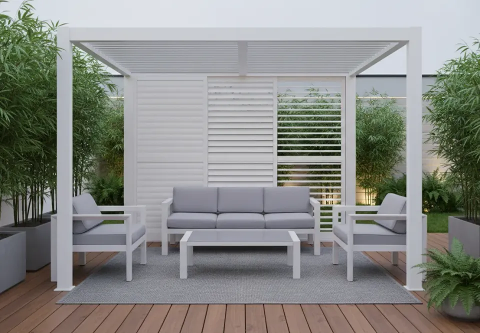 Giardini di Maggio Persiane scorrevoli bianche parete 370x238 lato 4m
