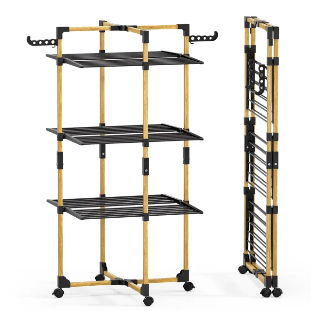 VOUNOT Stendibiancheria verticale 3 livelli nero 99x69 cm