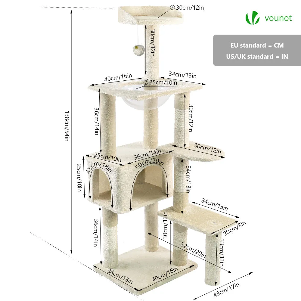 VOUNOT Albero tiragraffi gatto 138cm beige capsule