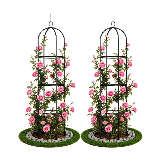VOUNOT Obelisco Tutore Giardino 194 cm Nero 2 pezzi