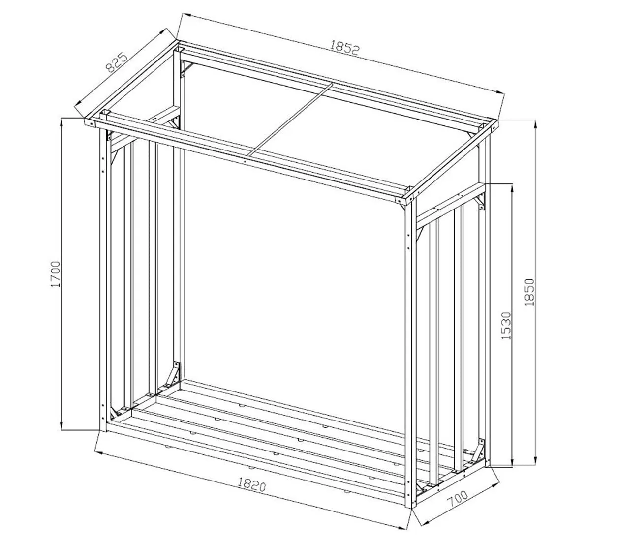 Quick Star scaffale legna alluminio 185x70x185 cm XXL con telo