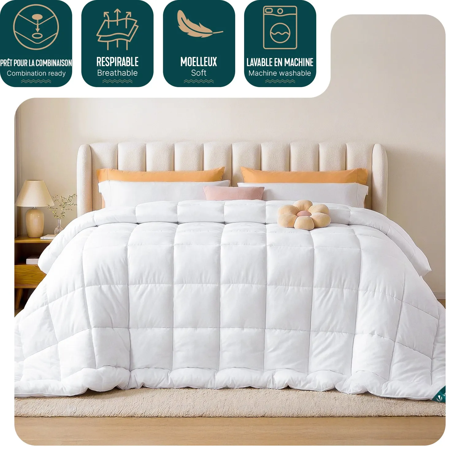Vounot Piumone Leggero 260x240 cm Bianco 200 g/mq Estivo