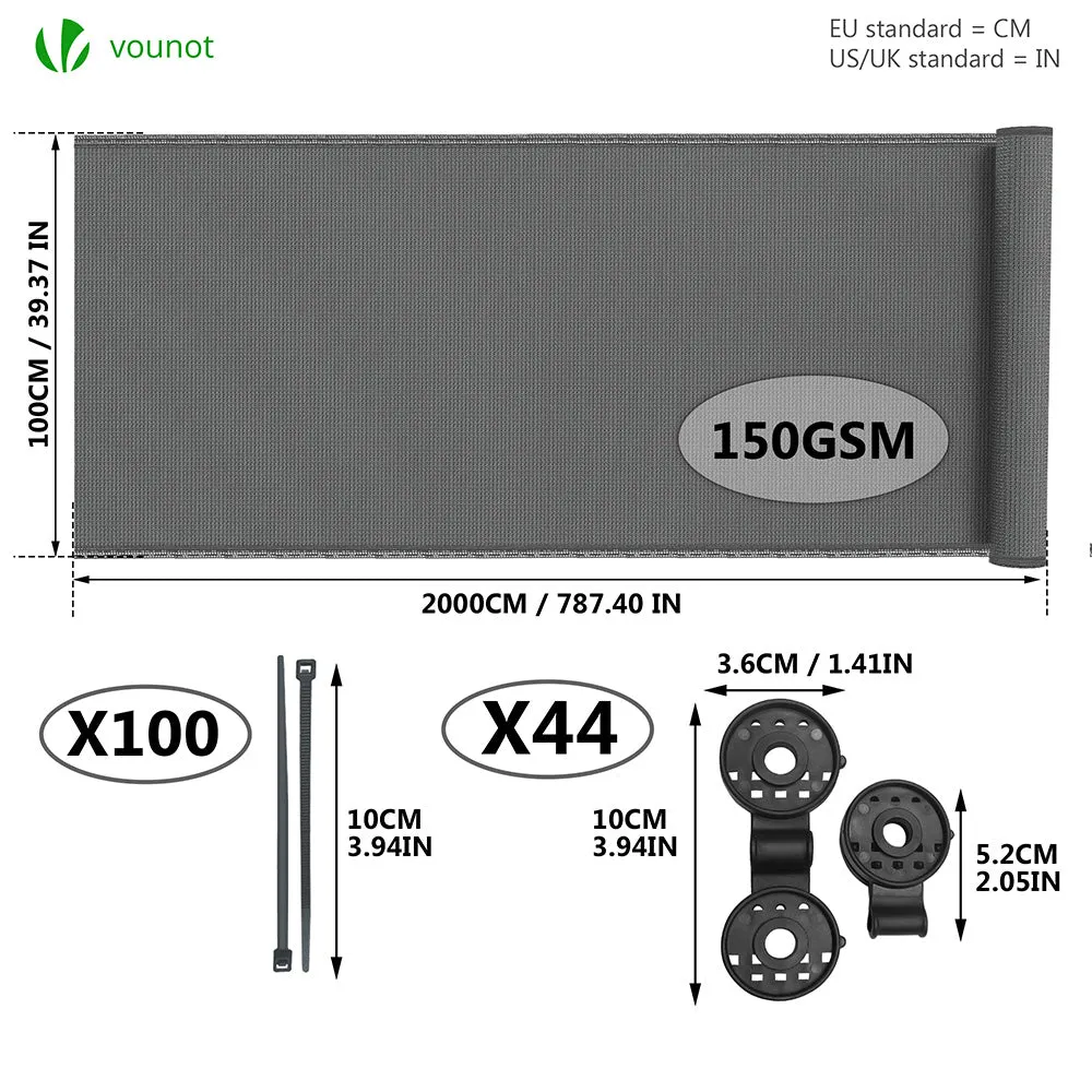 VOUNOT Telo Frangivista 1x20m Grigio 150g/m²