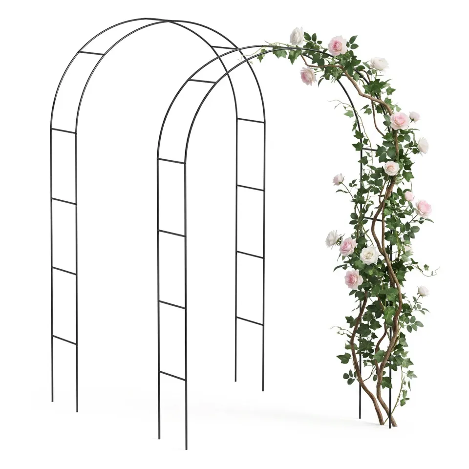 Vounot arco giardino metallo nero 140x37x240 cm 2 pezzi