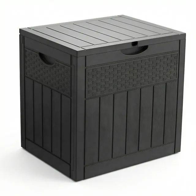 VOUNOT Baule cassapanca esterno rattan nero 126L 56cm