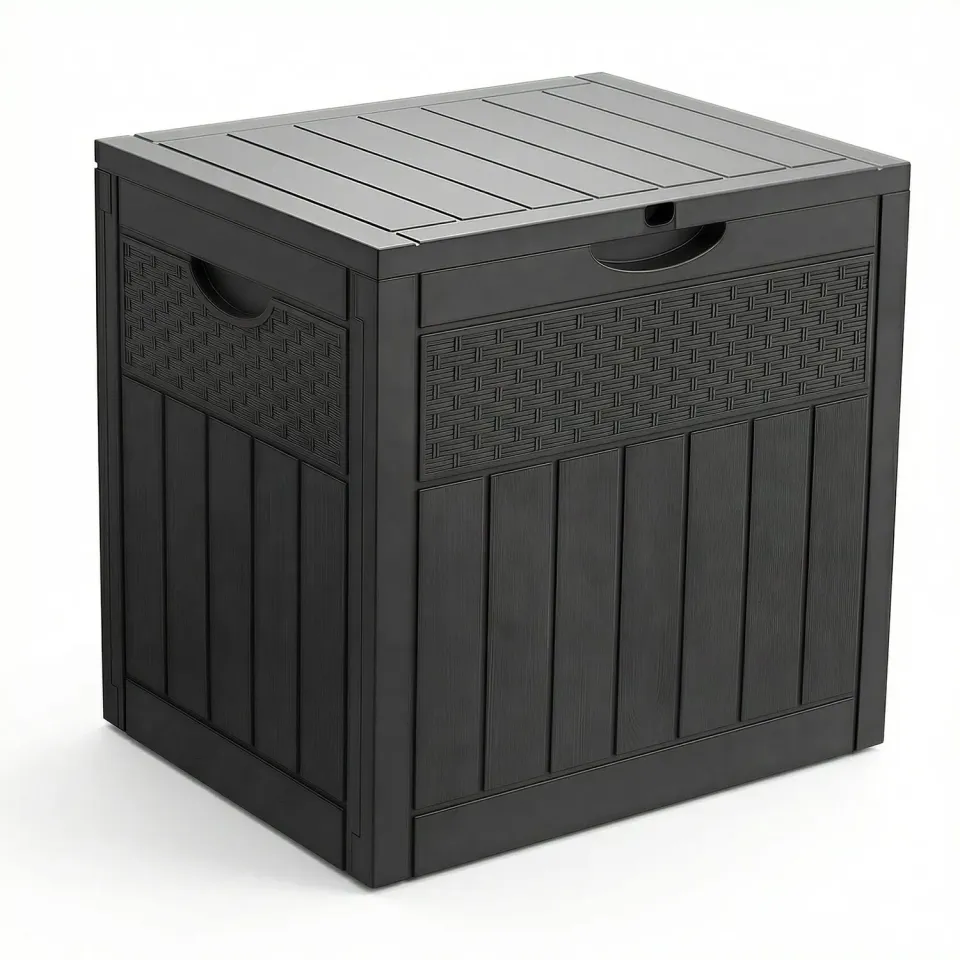 VOUNOT Baule cassapanca esterno rattan nero 126L 56cm