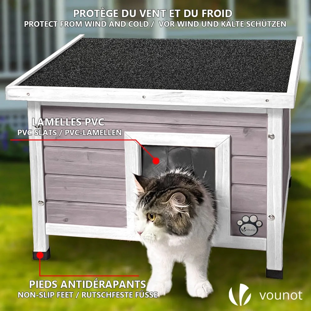 Vounot Cuccia Gatto Legno 57x45x43cm Grigia Esterno