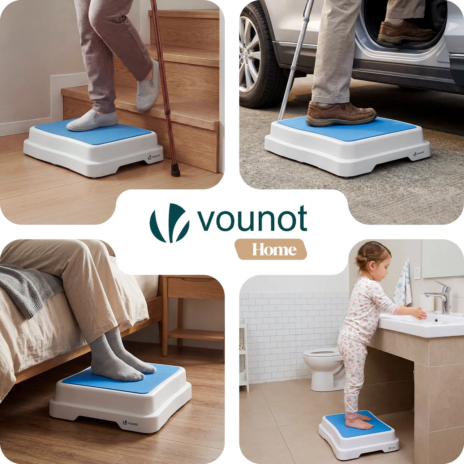 Vounot Predellino Antiscivolo 50x40 cm Blu Impilabile