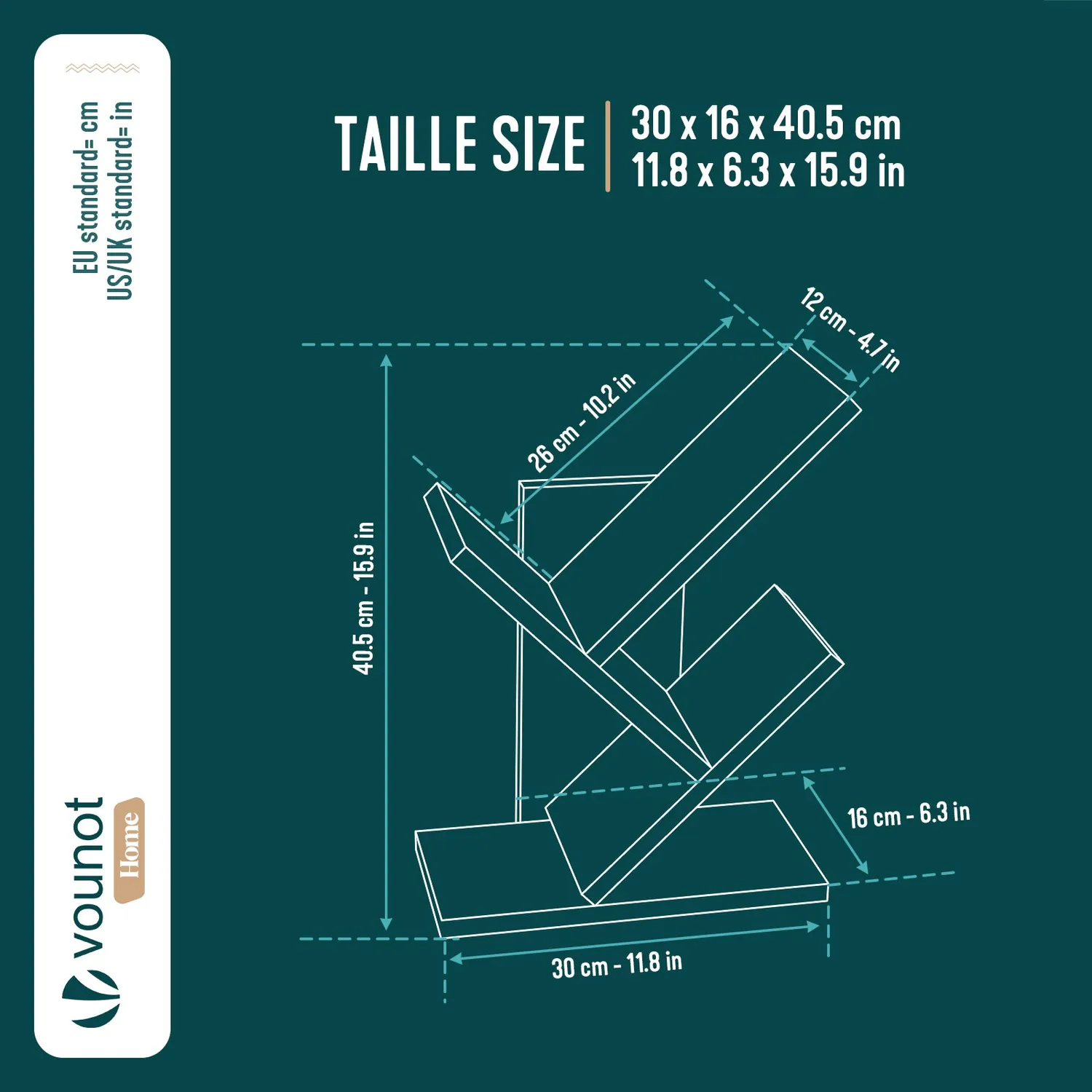VOUNOT Mini libreria albero 2 ripiani 30x16x40,5cm marrone MDF