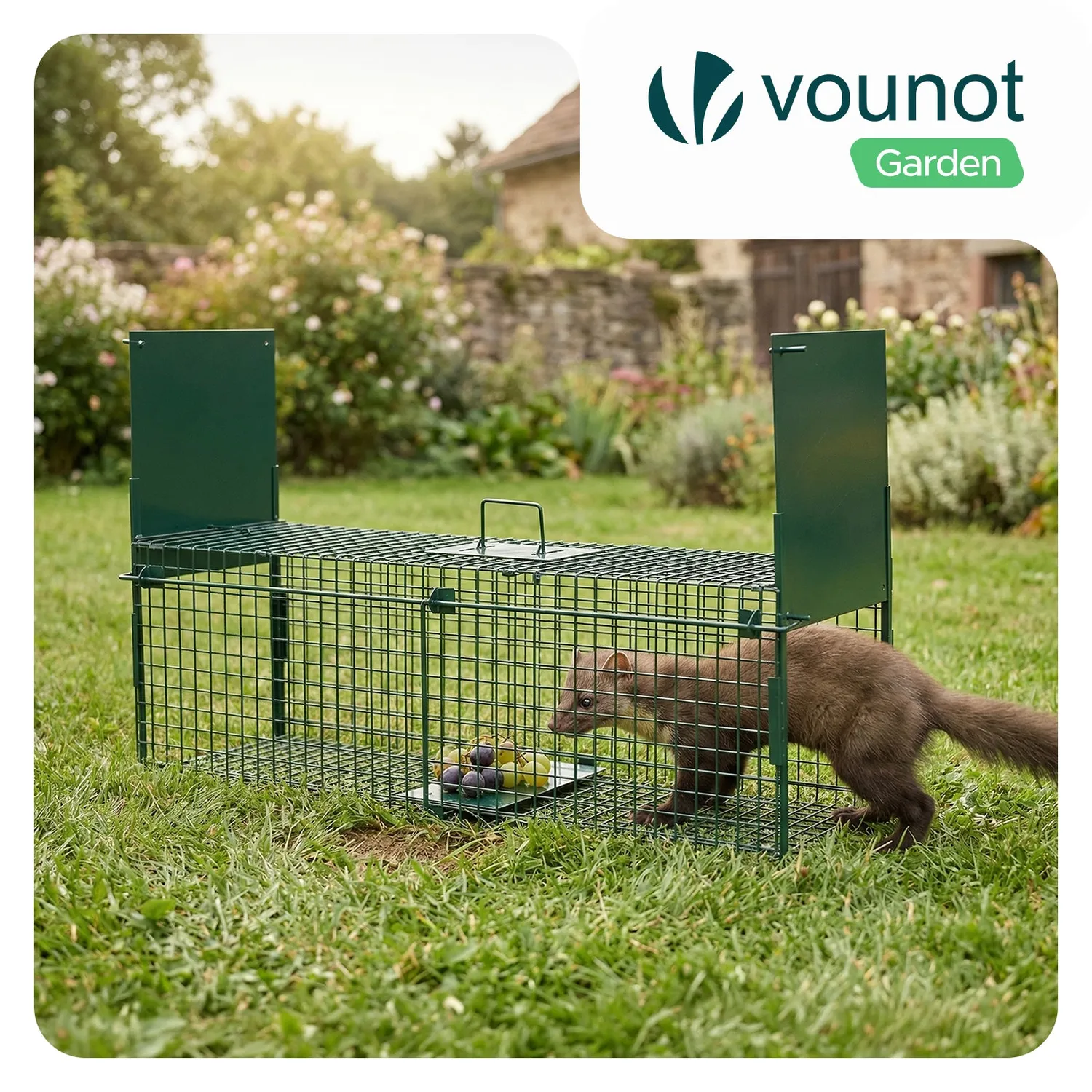 VOUNOT trappola animali vivi 100x29x40 cm verde metallo
