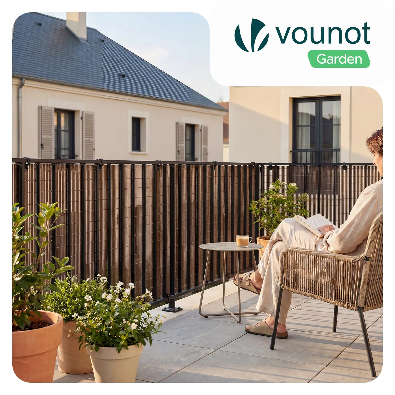 Vounot Caniccio PVC 100x500cm Effetto Vimini Marrone