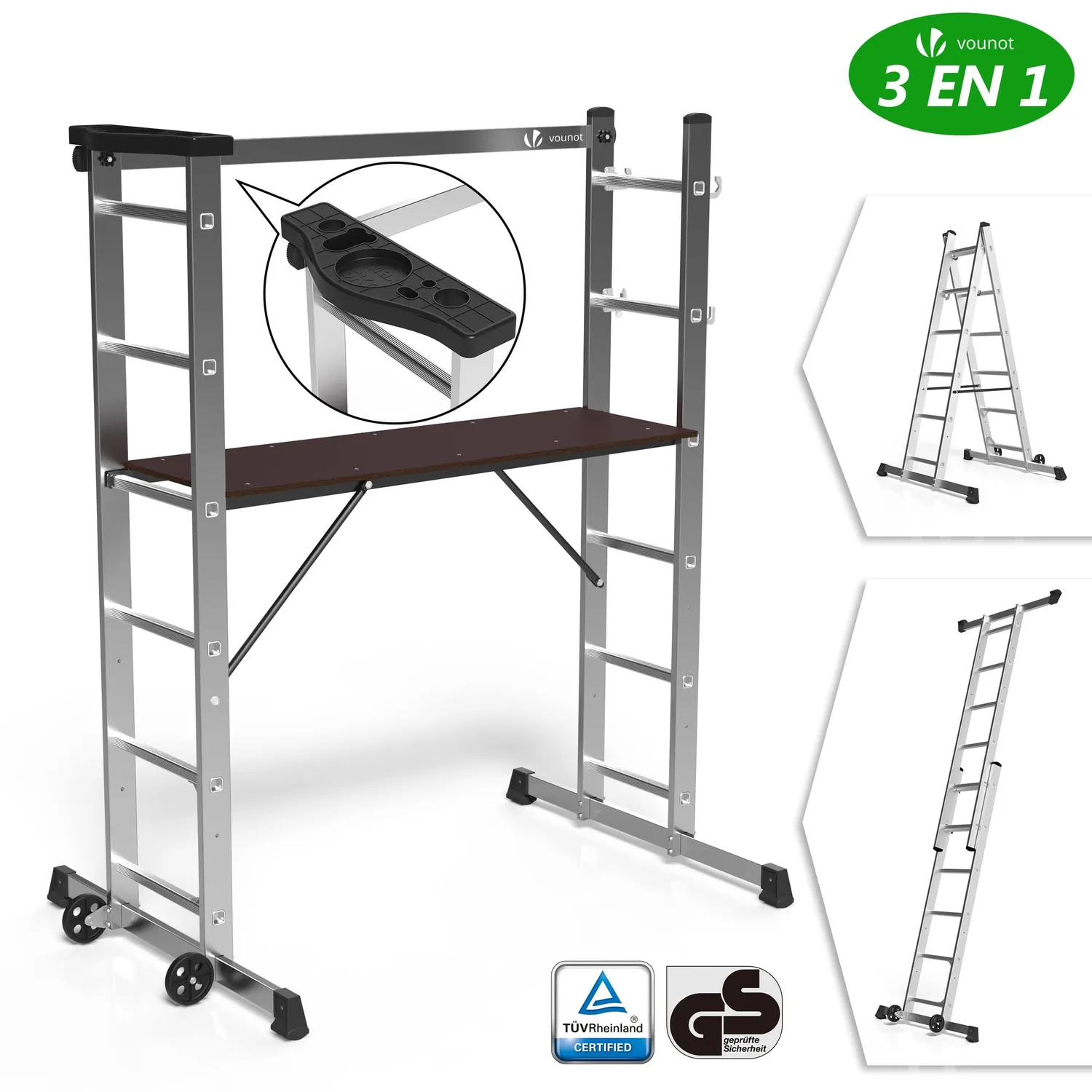 Vounot trabattello scala alluminio 3 in 1 portata 150 kg