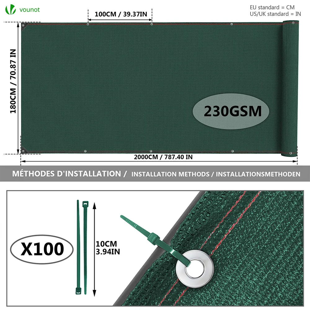 VOUNOT Telo Frangivista Verde 1,8x20 m HDPE 230 g