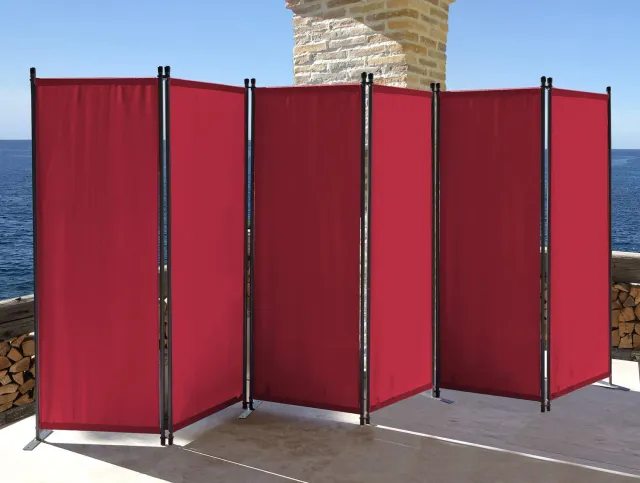 Quick Star Paravento pieghevole 6 pannelli 340x165 rosso rubino opaco