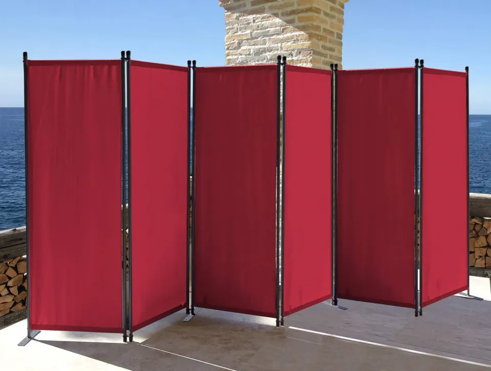 Quick Star Paravento pieghevole 6 pannelli 340x165 rosso rubino opaco