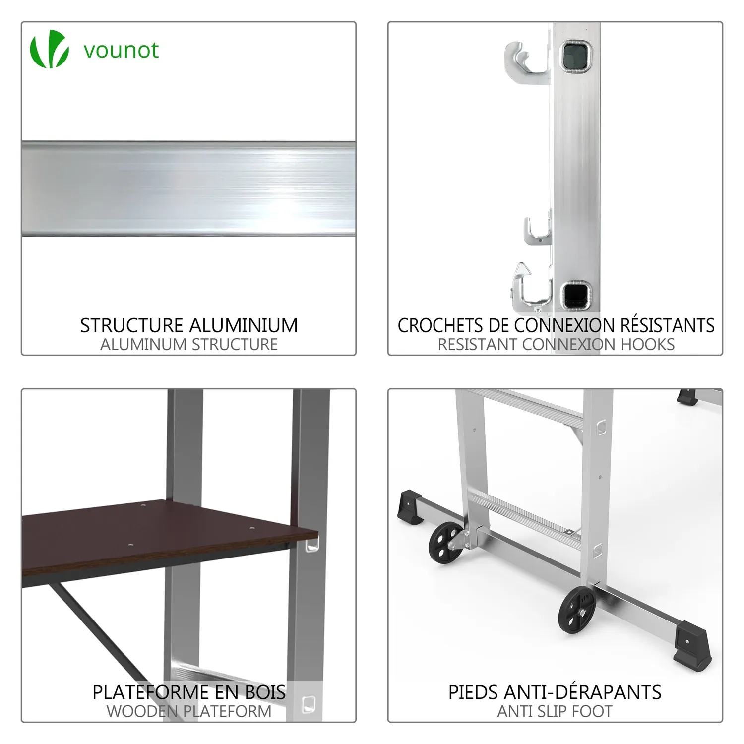 Vounot trabattello scala alluminio 3 in 1 portata 150 kg